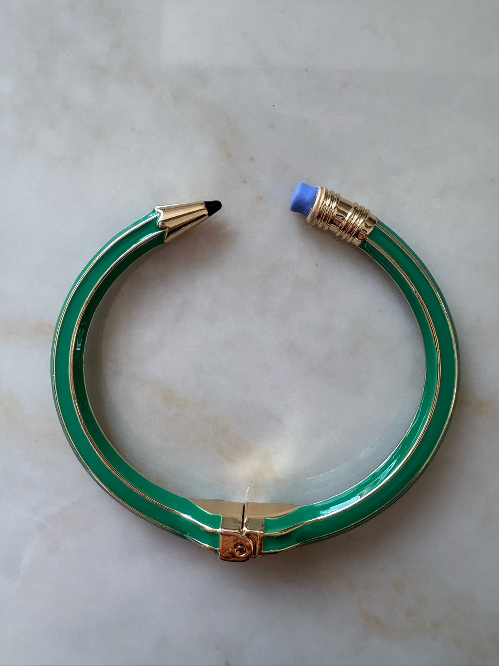 Green Pencil Motif Cuff Bracelet by